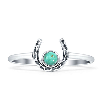 Round Turquoise Horseshoe Ring